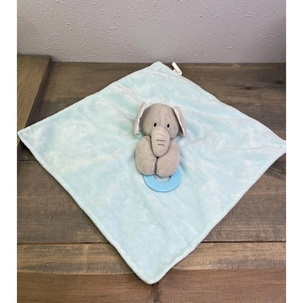 Forever Baby Elephant Blue Gray Lovey Security Blanket Teether Crinkle Ears